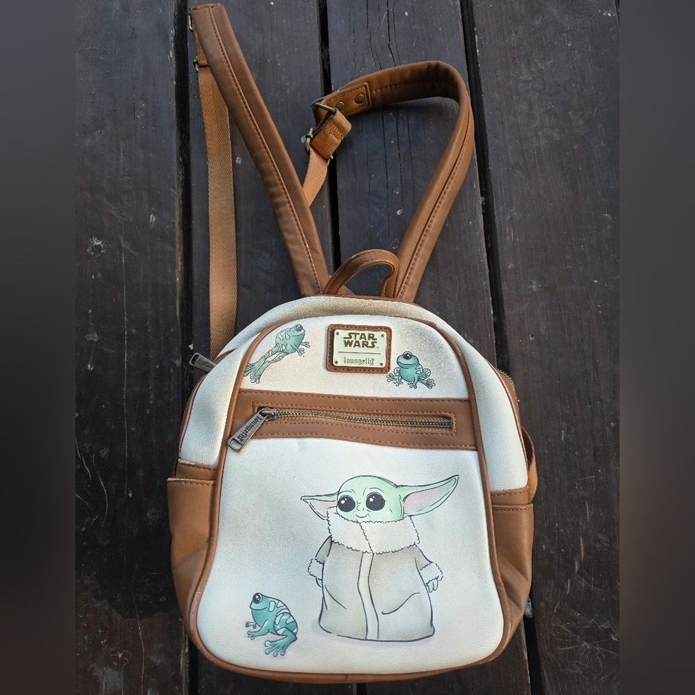 Disney X Loungefly Star Wars Grogu Baby Yoda Backpack Mini Brown Kawaii - Picture 12 of 12